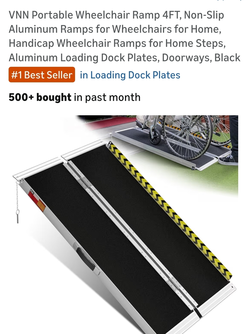 Portable Folding Wheelchair Ramp with Non-Slip Surface